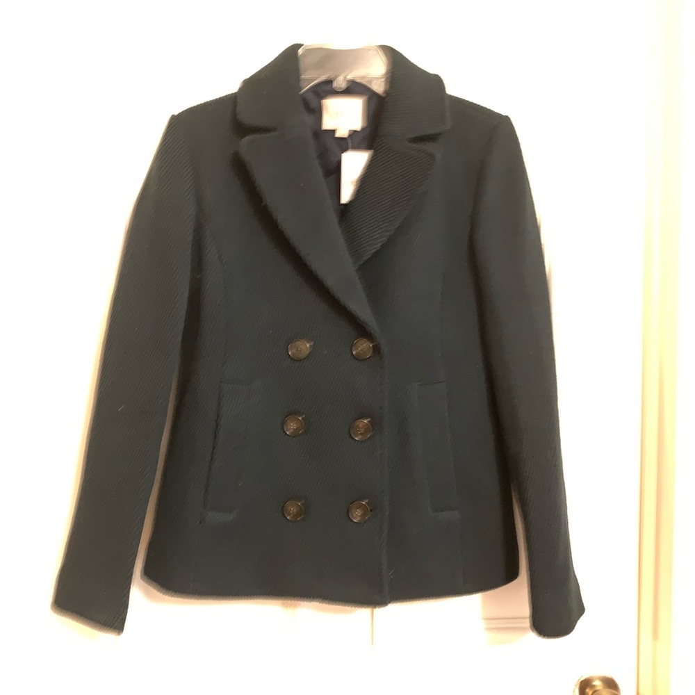 NWT Ann Taylor Loft Green pea coat XS - Picture 1 of 5